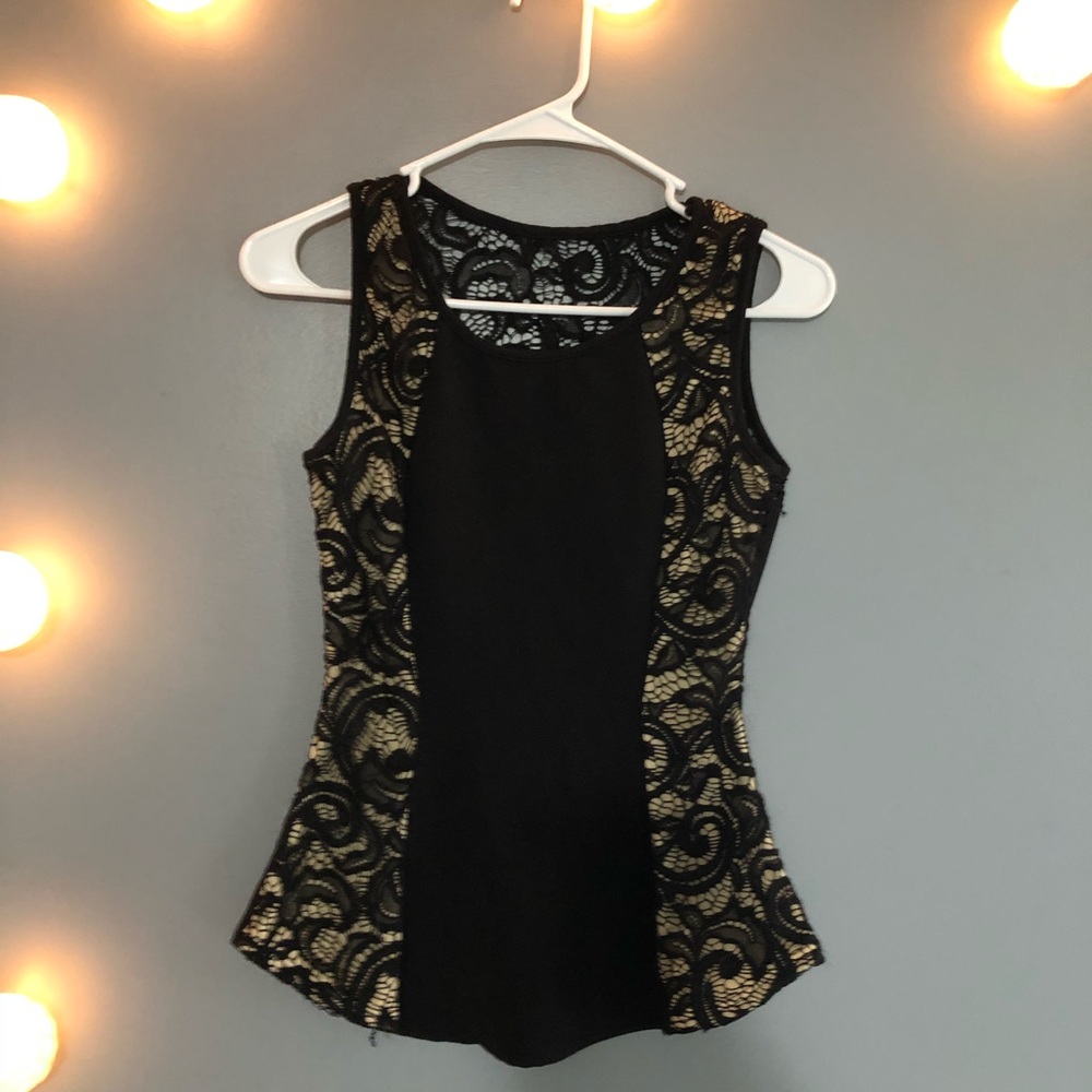 Peplum Black and Tan Top